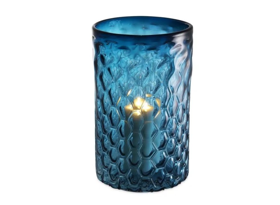 Bougeoir  'Aquila' L Glass Bleu