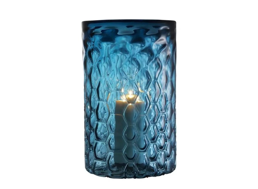 Windlicht 'Aquila' L Glas Blau