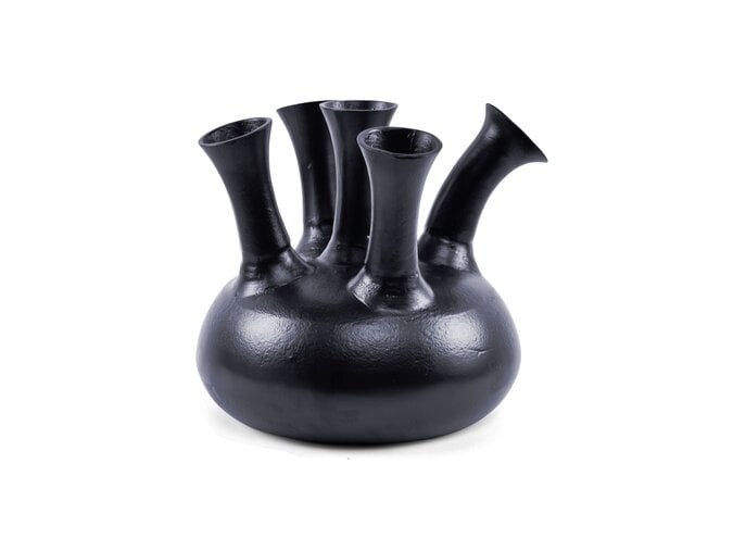 Horn vase '5 mouth' matt black