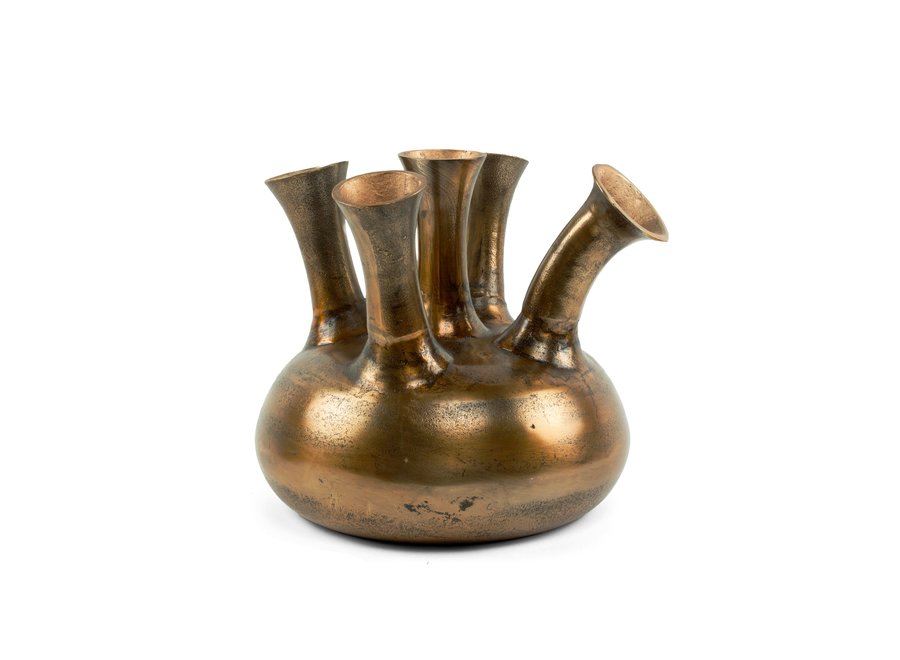 Horn vase '5 mouth' bronze/gold