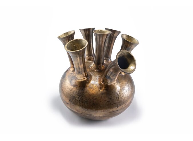 Vase en corne '7 bouches' bronze/or