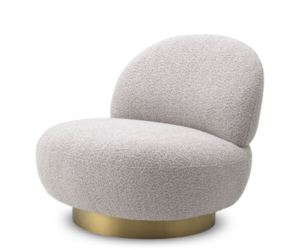 EICHHOLTZ Swivel armchair 'Clément' - Bouclé grey - Wilhelmina Designs