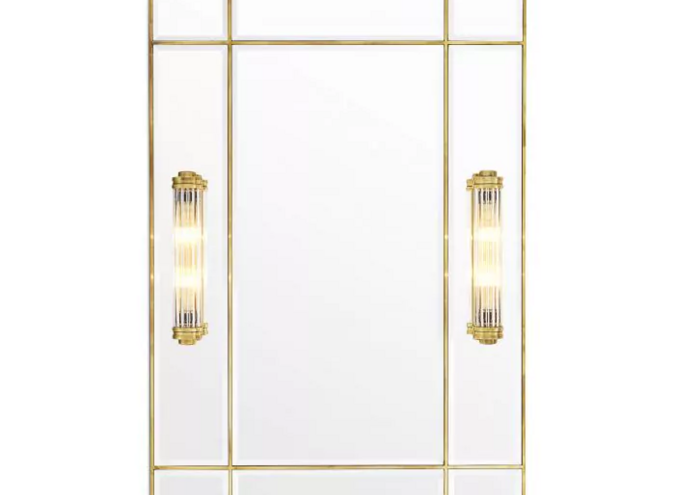 Mirror Beaumont - With Light - Brass