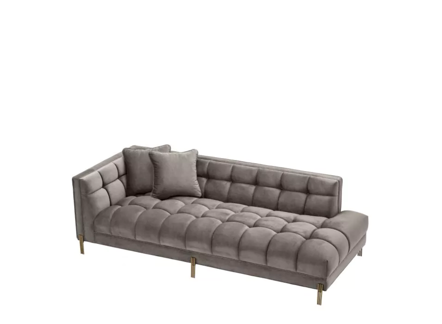 Lounge Sofa ‘Sienna' - Grey Velvet - Left