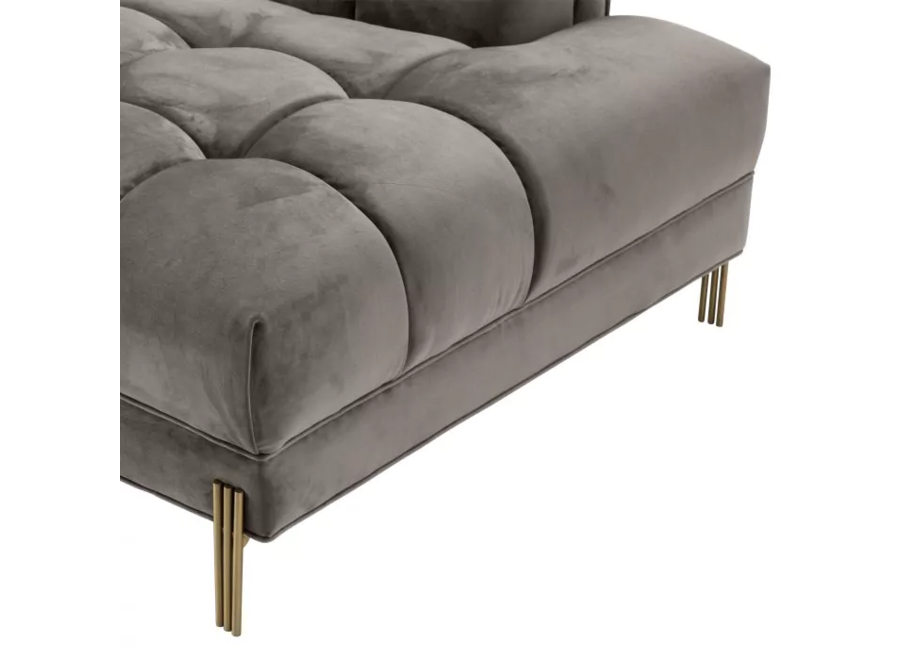 Lounge Sofa ‘Sienna' - Grey  Velvet - Left