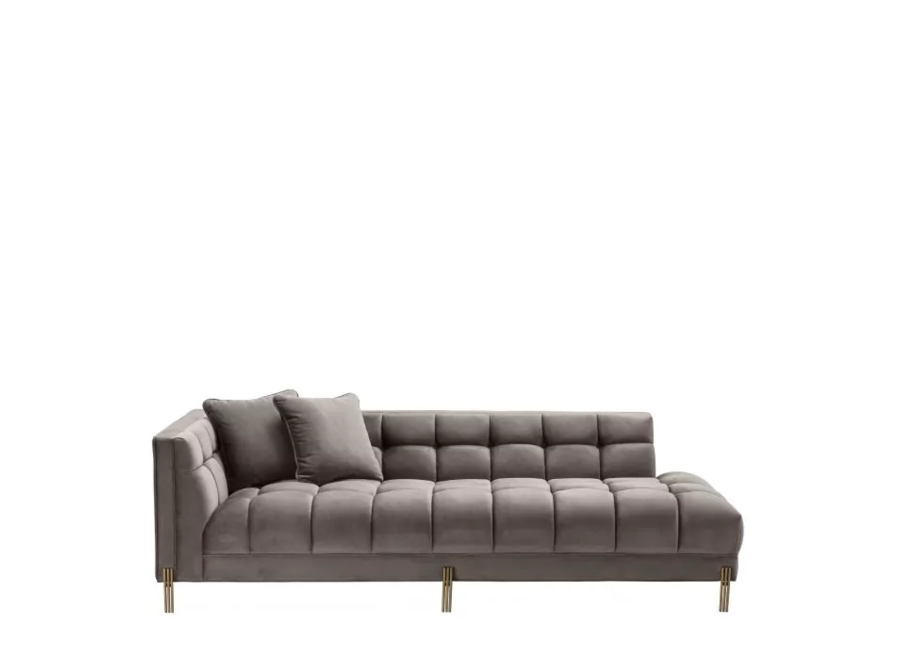 Lounge Sofa ‘Sienna' - Grey Velvet - Left