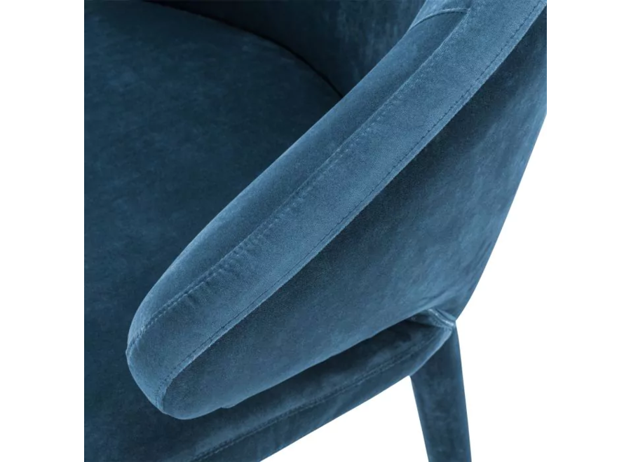 Chaise de salle à manger 'Cardinale' - Teal blue velvet