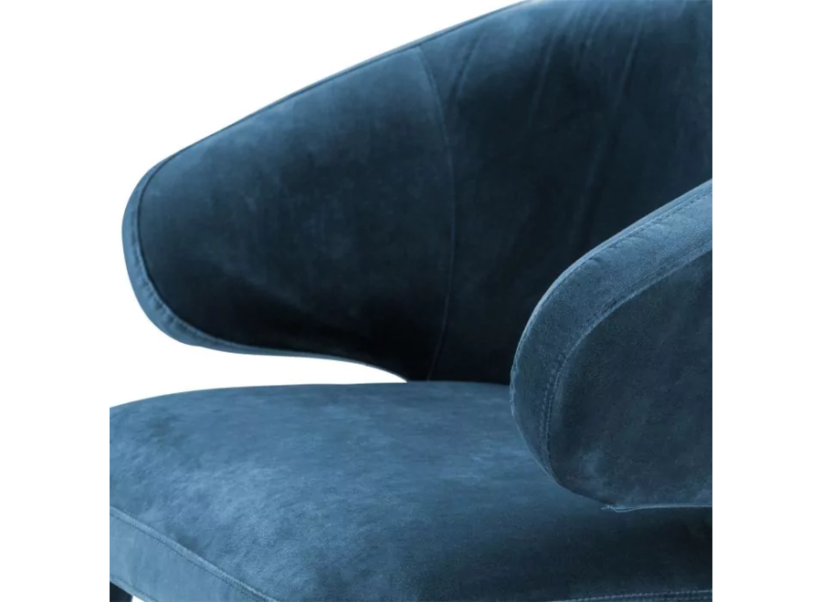 Dining Chair 'Cardinale' - Teal blue velvet