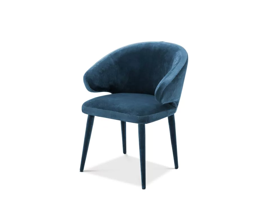 Chaise de salle à manger Cardinale - Teal blue velvet