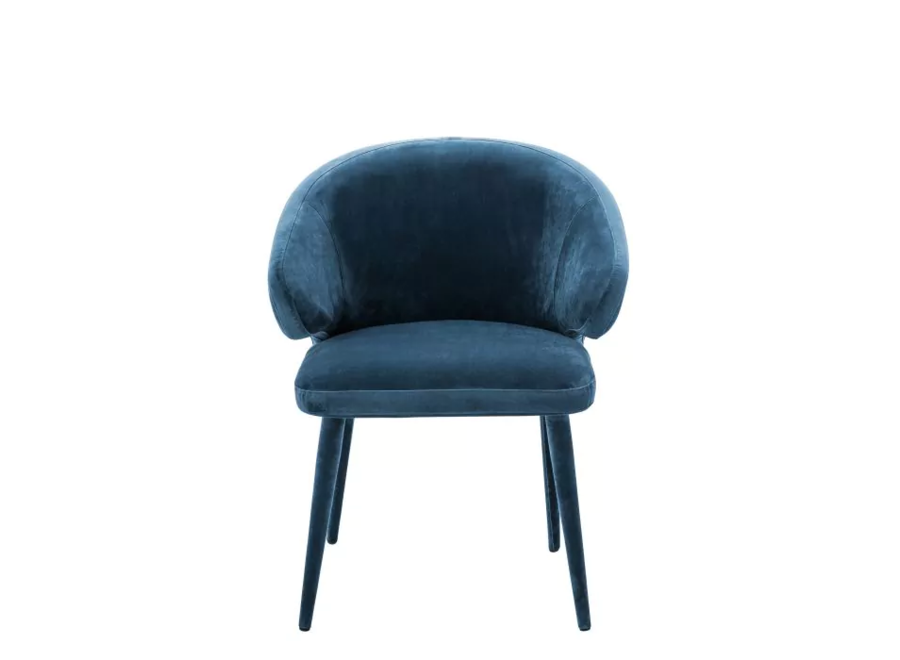 Chaise de salle à manger 'Cardinale' - Teal blue velvet