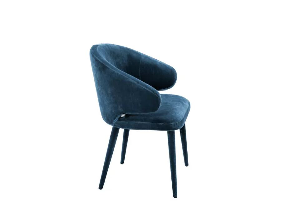 Chaise de salle à manger 'Cardinale' - Teal blue velvet