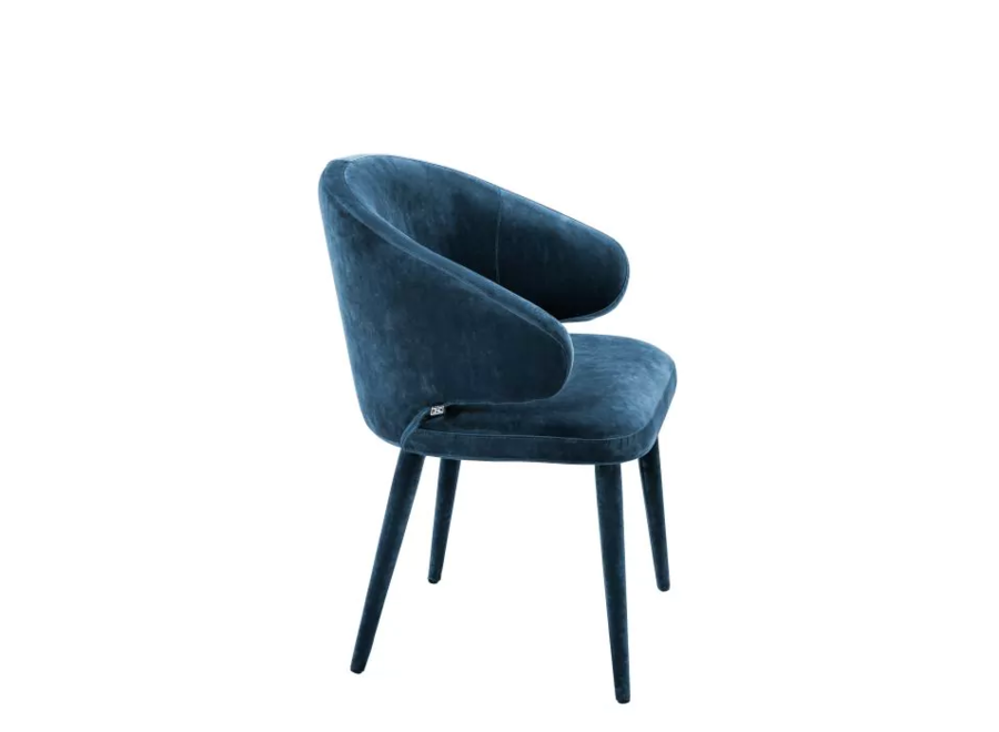 Dining Chair 'Cardinale' - Teal blue velvet