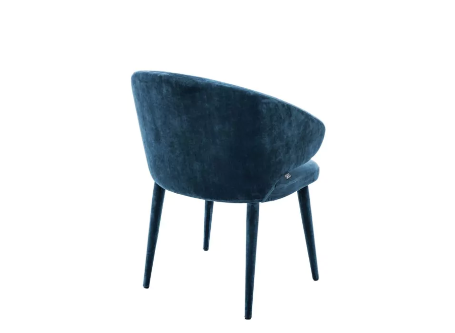 Chaise de salle à manger 'Cardinale' - Teal blue velvet