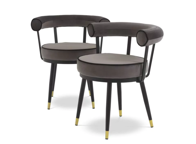 Dining chair Vico set van 2 - Savona grey velvet