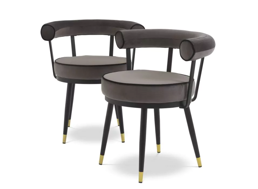 Chaise de salle à manger Vico set van 2 - Savona grey velvet