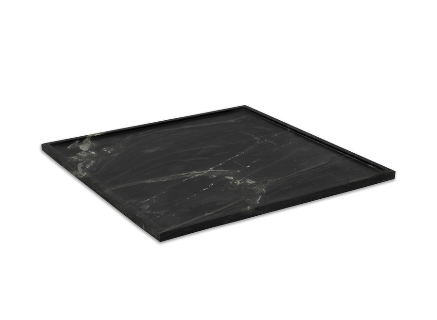 Plate black marble - square