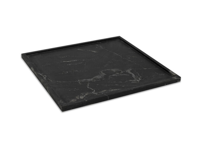 Plate black marble - square
