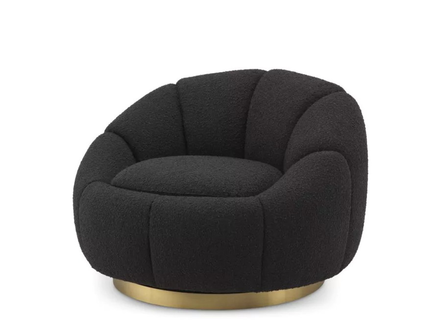 Swivel armchair Inger - Bouclé Black