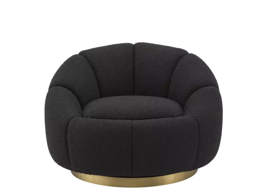 Swivel armchair 'Inger' - Bouclé Black