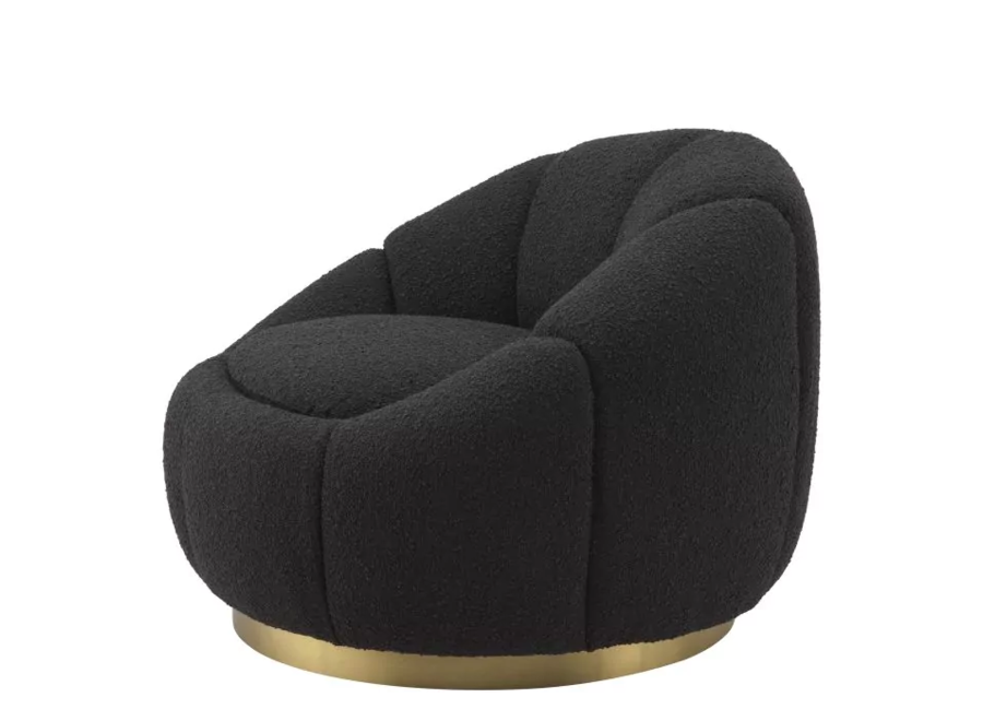 Swivel armchair 'Inger' - Bouclé Black