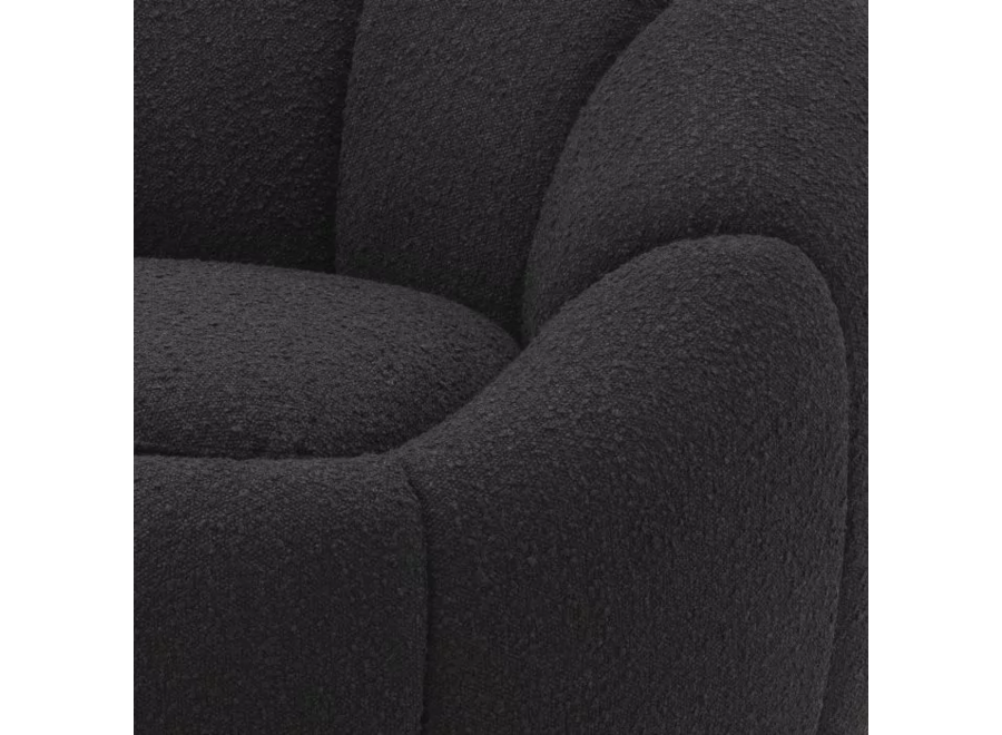 Swivel armchair 'Inger' - Bouclé Black