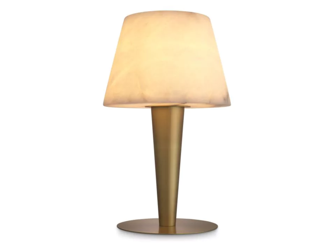 Bettina - Boutique Hotel Style Brass Table Lamp with Vintage White Sha -  Lightbox