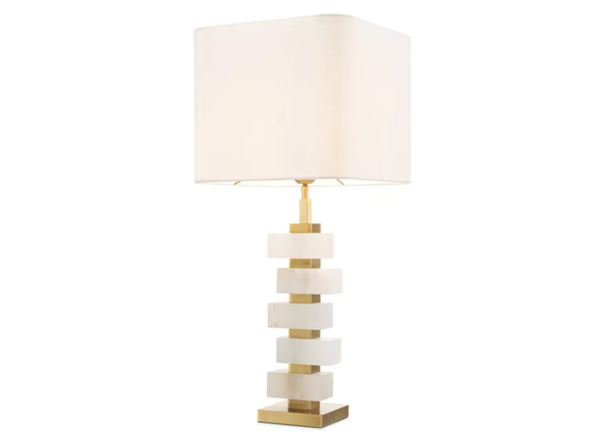 Bettina - Boutique Hotel Style Brass Table Lamp with Vintage White Sha -  Lightbox