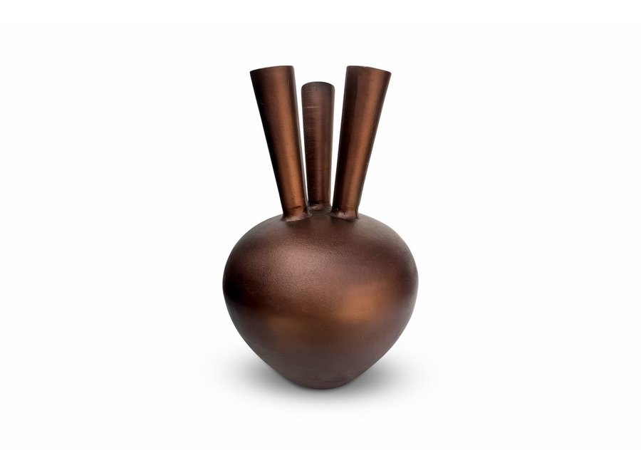 Vase en corne '3 bouches' ovale copper