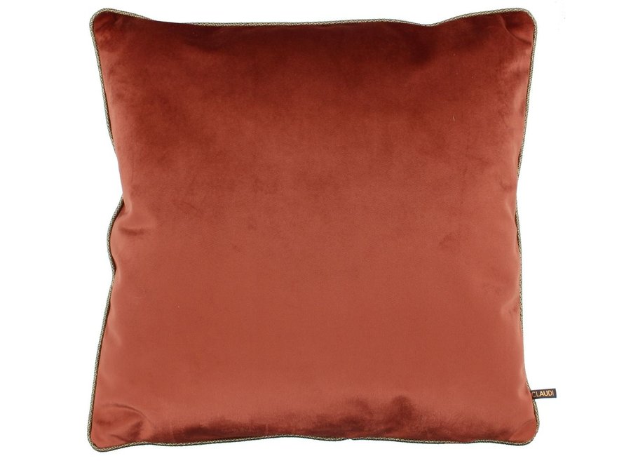 Decorative cushion Astrid Burned Orange + Piping Gold