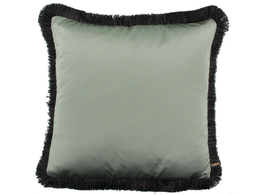 Coussin décoratif Dafne Grey/Mint + Fringe Black