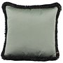 Cushion Dafne Grey/Mint + Fringe Black