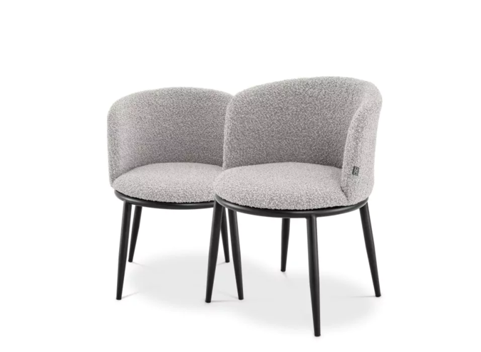 Dining chair Filmore set of 2 - Bouclé grey