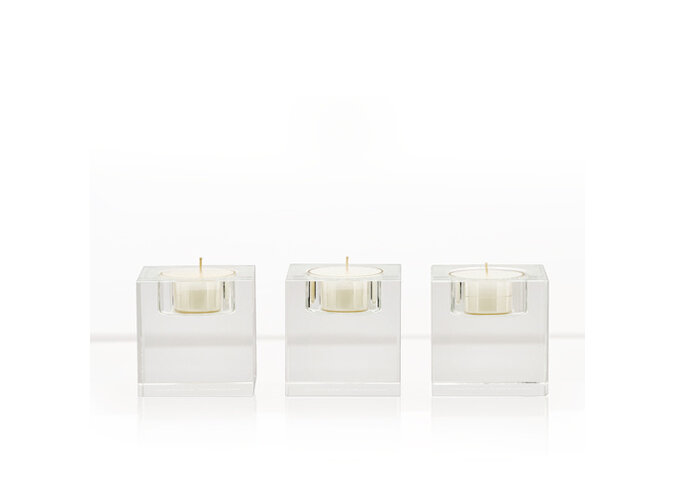 Photophores en cristal 'Crisp White Linen' - lot de 3