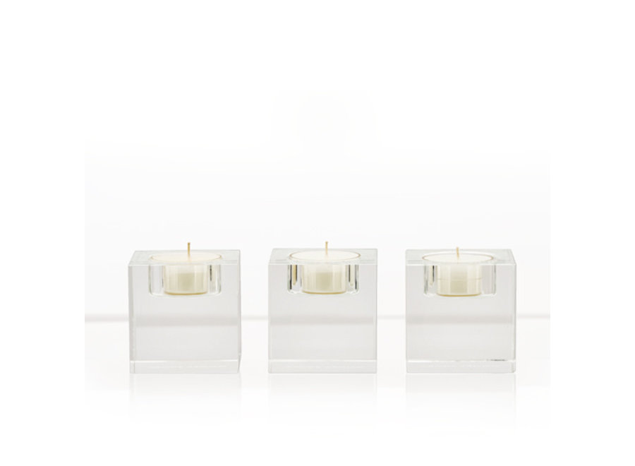 Crystal tea light holders 'Crisp White Linen' - set of 3
