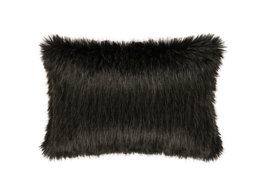 Coussin en fourrure 'Black Wolf'