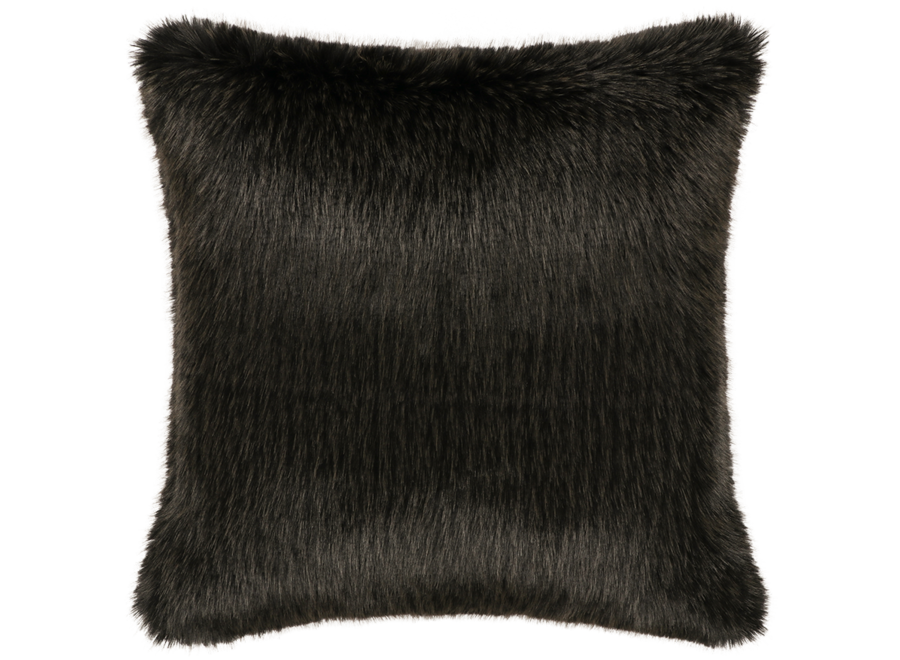 Fur Cushion - Black Wolf