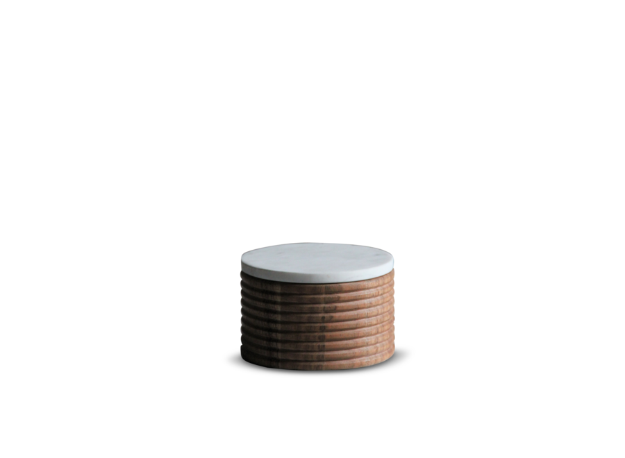 Pot en bois avec couvercle en marbre