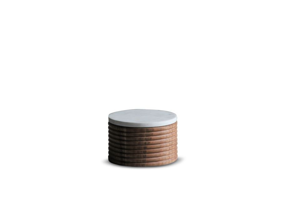 Wooden pot with marble lid