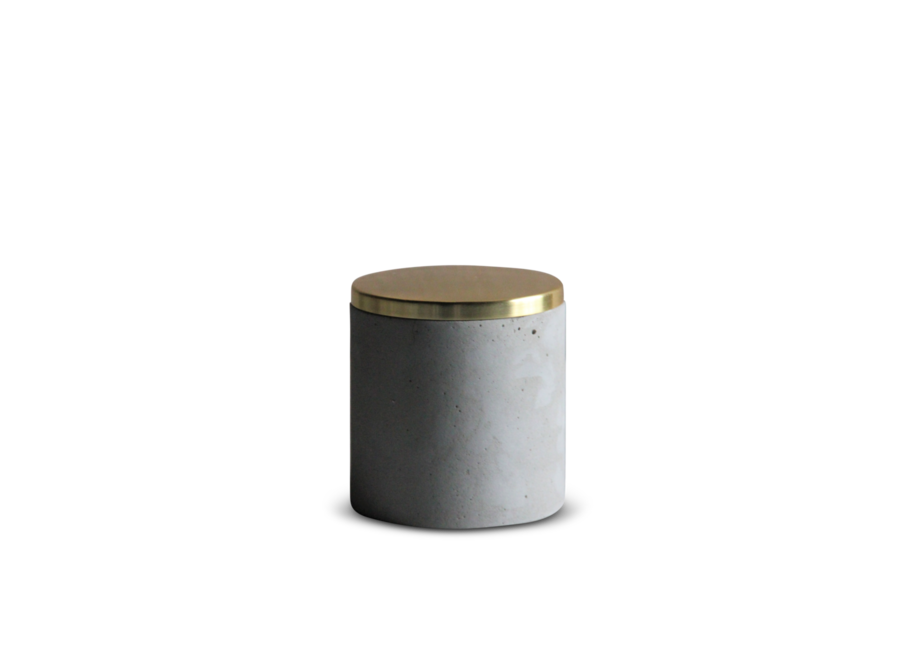 Concrete pot with gold lid