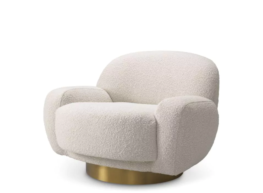 Swivel armchair Udine - Bouclé cream