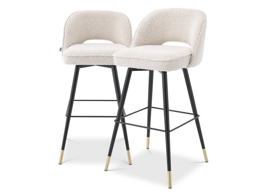 Chaise de bar 'Cliff' lot de 2 - Bouclé crème - OL