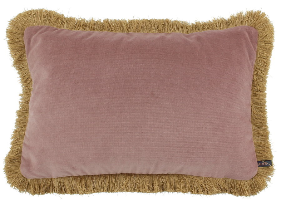 Coussin Scott Rose + Fringe Dark Gold