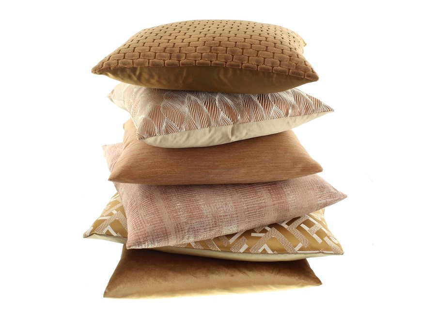 Coussin Décoratif Aspect Cuir Camel 30x50 Cm - Remplissage Polyester Recyclé, Déhoussable - Style Industriel