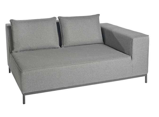 Loungeset 'West' Endmodul links 2-Sitzer - Alu Black / cushions raven