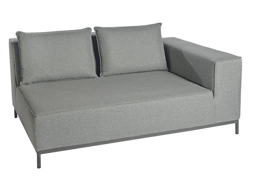 Loungeset 'West' Endmodul links 2-Sitzer - Alu Black / cushions raven