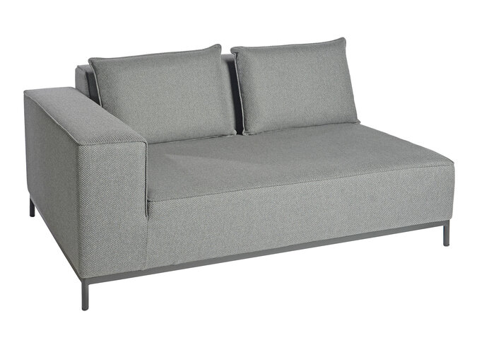 Loungeset 'West' eind module rechts 2 zits - Alu Black / cushions raven