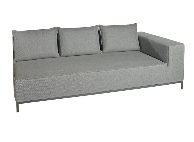 Lounge Set 'West' Endmodul links 3-Sitzer - Alu Black / cushions raven