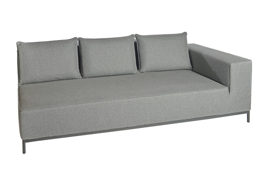 Lounge Set 'West' Endmodul links 3-Sitzer - Alu Black / cushions raven