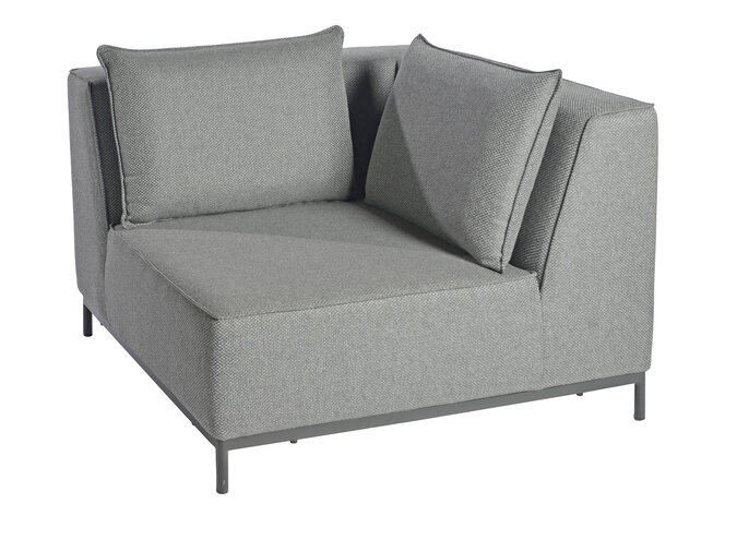 Lounge set 'West' corner module - Alu Black / cushions raven