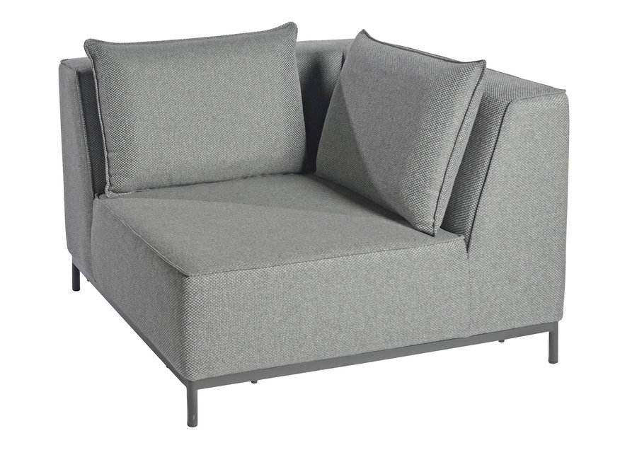 Lounge set 'West' corner module - Alu Black / cushions raven